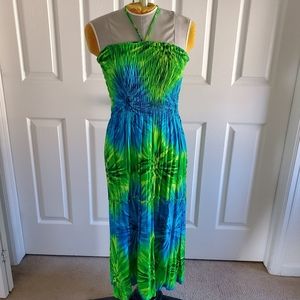 Tie-dye tropical dress